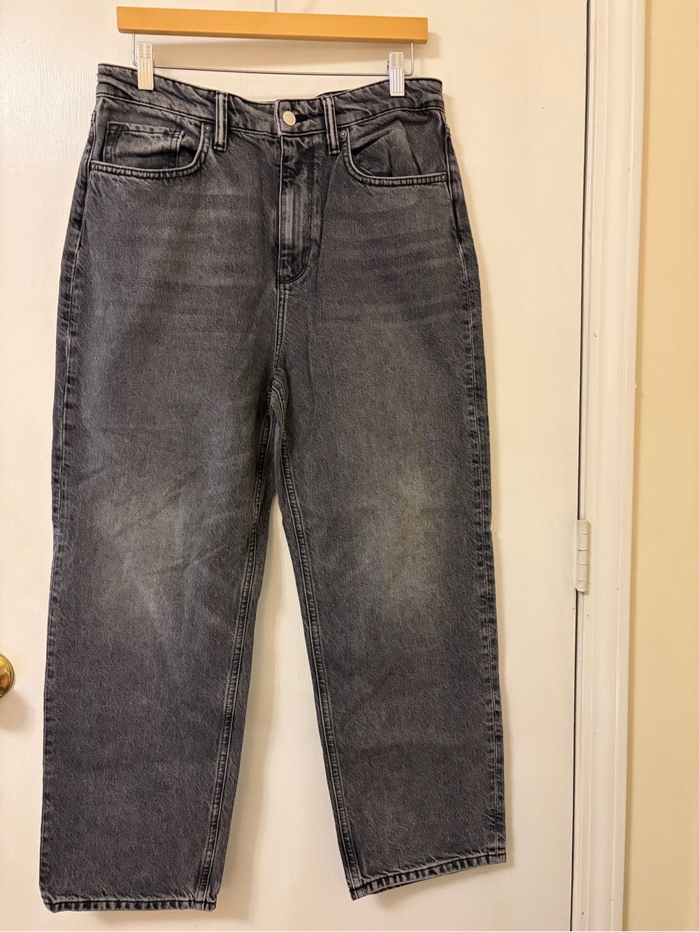 All Saints Women’s Gray Washed Wide Straight-Leg Jeans